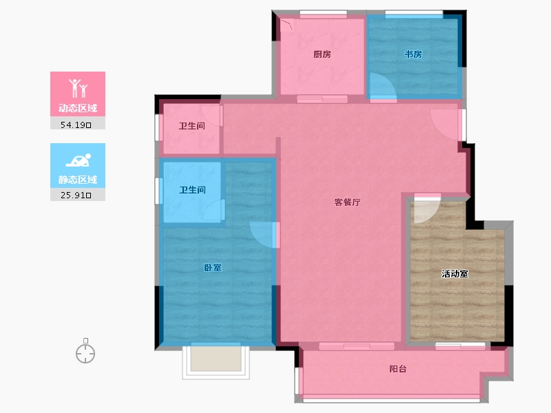 安徽省-淮南市-新滨湖孔雀城-82.19-户型库-动静分区