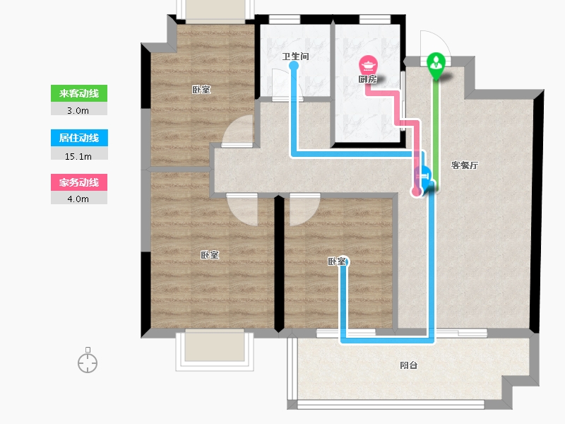 安徽省-亳州市-北京城房时代樾府-76.33-户型库-动静线