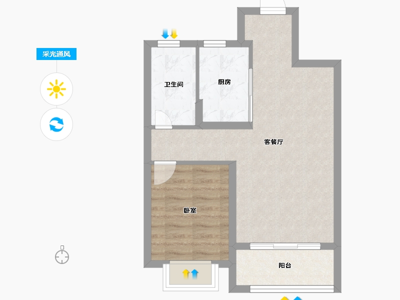 安徽省-淮南市-新滨湖孔雀城-50.00-户型库-采光通风