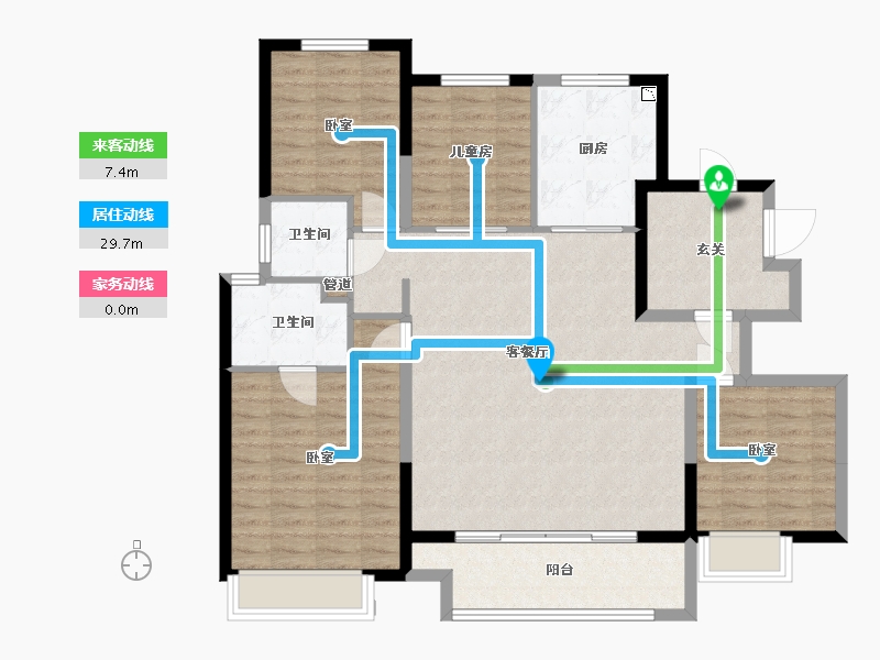 宁夏回族自治区-银川市-万科翡翠公园-114.00-户型库-动静线