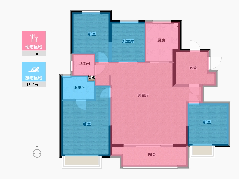 宁夏回族自治区-银川市-万科翡翠公园-114.00-户型库-动静分区