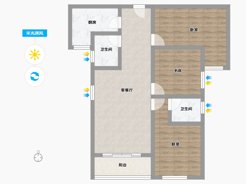 陕西省-渭南市-富平富秦馨苑-82.83-户型库-采光通风