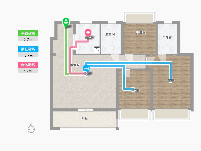 江苏省-苏州市-新城嘉樾时代花园-86.00-户型库-动静线