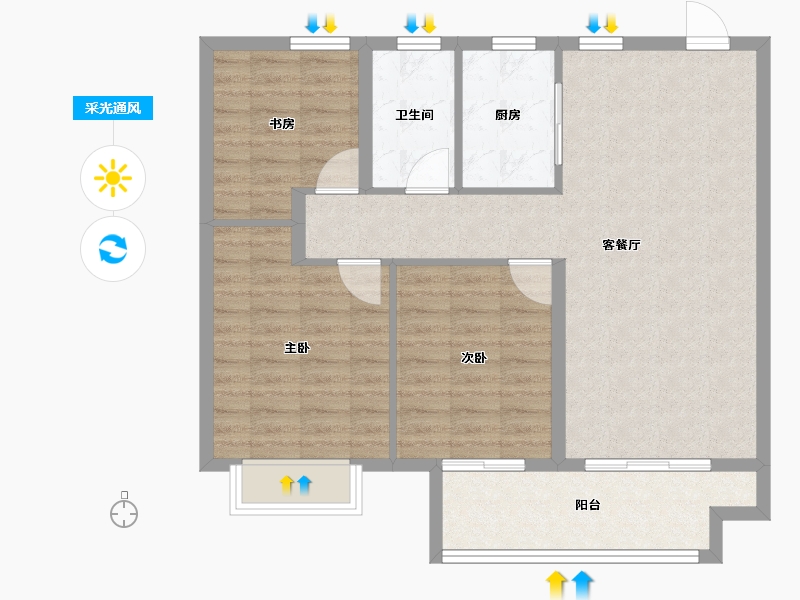 江苏省-徐州市-中海·淮海世家-88.00-户型库-采光通风