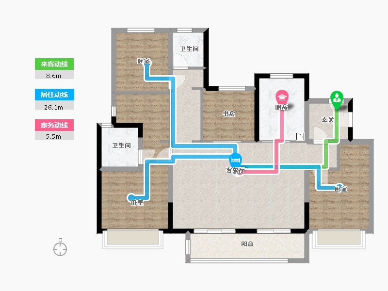 宁夏回族自治区-银川市-万科翡翠公园-119.00-户型库-动静线