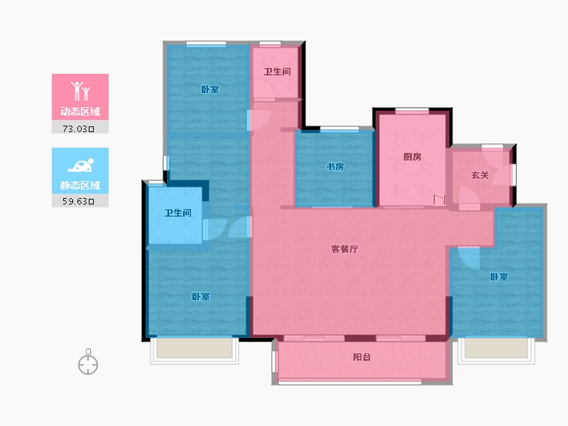 宁夏回族自治区-银川市-万科翡翠公园-119.00-户型库-动静分区