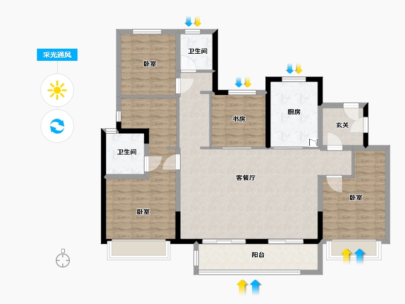 宁夏回族自治区-银川市-万科翡翠公园-119.00-户型库-采光通风