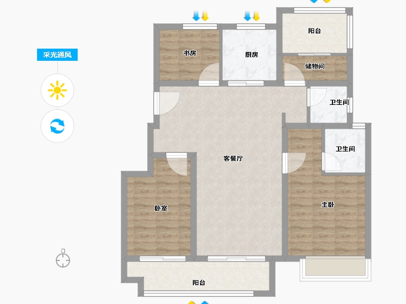 安徽省-阜阳市-合肥孔雀城-92.18-户型库-采光通风