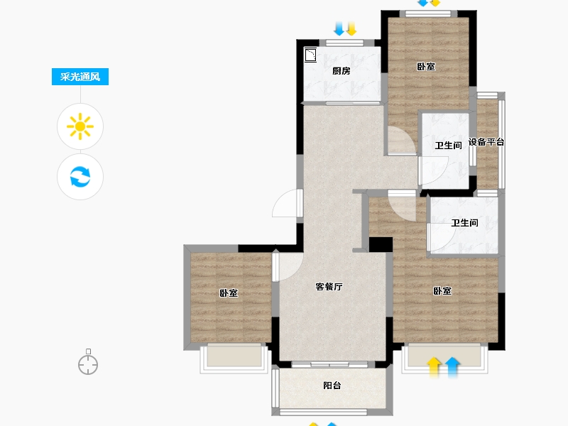 浙江省-宁波市-中国湾头·星湖湾-93.00-户型库-采光通风