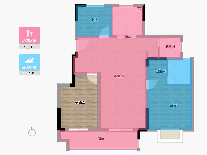 安徽省-淮南市-新滨湖孔雀城-80.01-户型库-动静分区