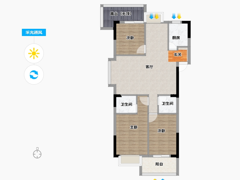 福建省-福州市-禹洲金辉里-90.00-户型库-采光通风