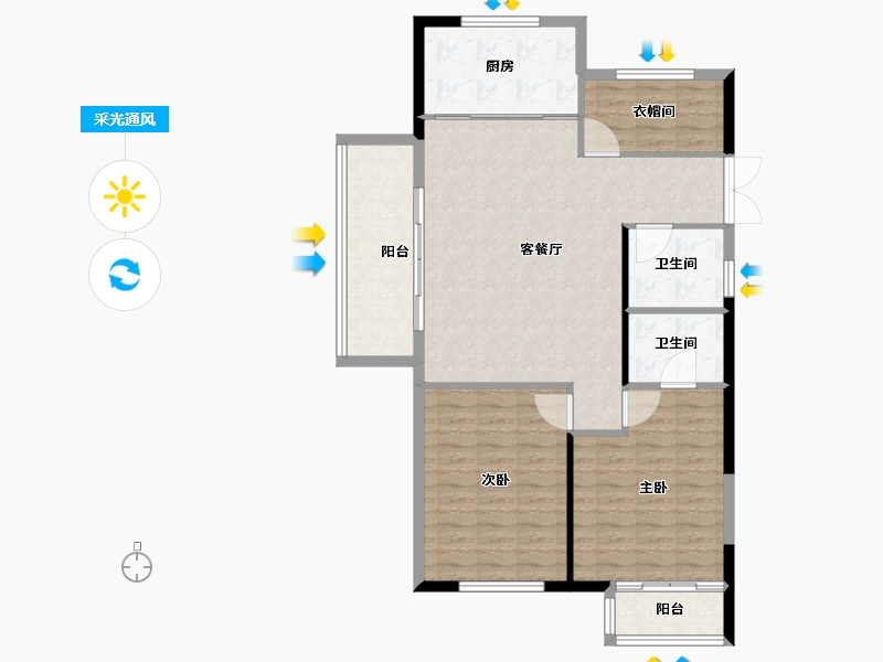 浙江省-台州市-伽富-102.00-户型库-采光通风