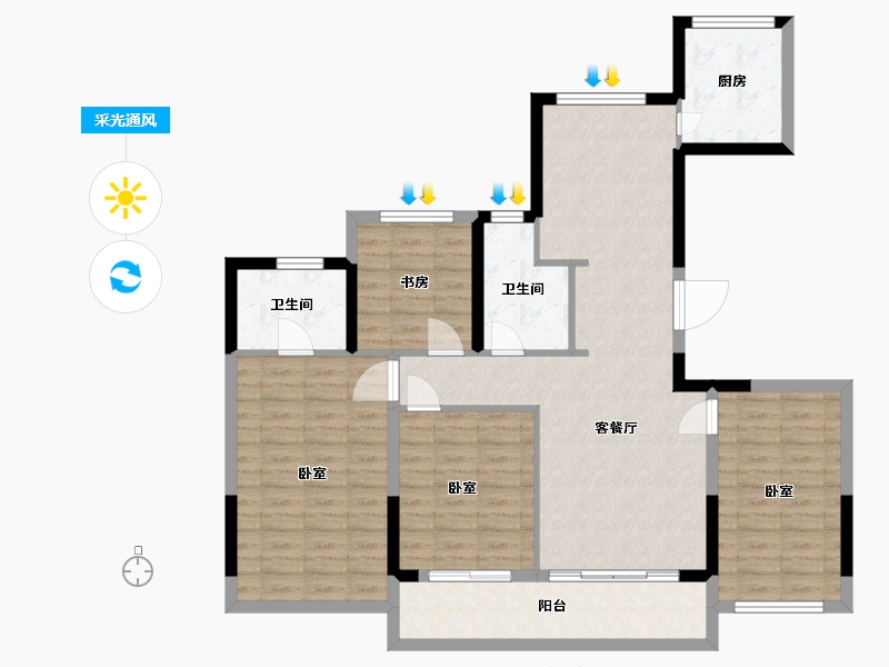 浙江省-温州市-德信大发麓湖湾-111.00-户型库-采光通风