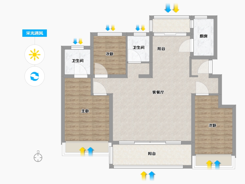 江苏省-苏州市-新力云语铂园-98.00-户型库-采光通风