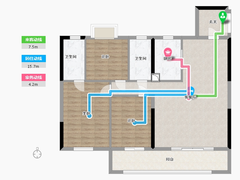 江苏省-南通市-碧桂园公园星荟-105.00-户型库-动静线