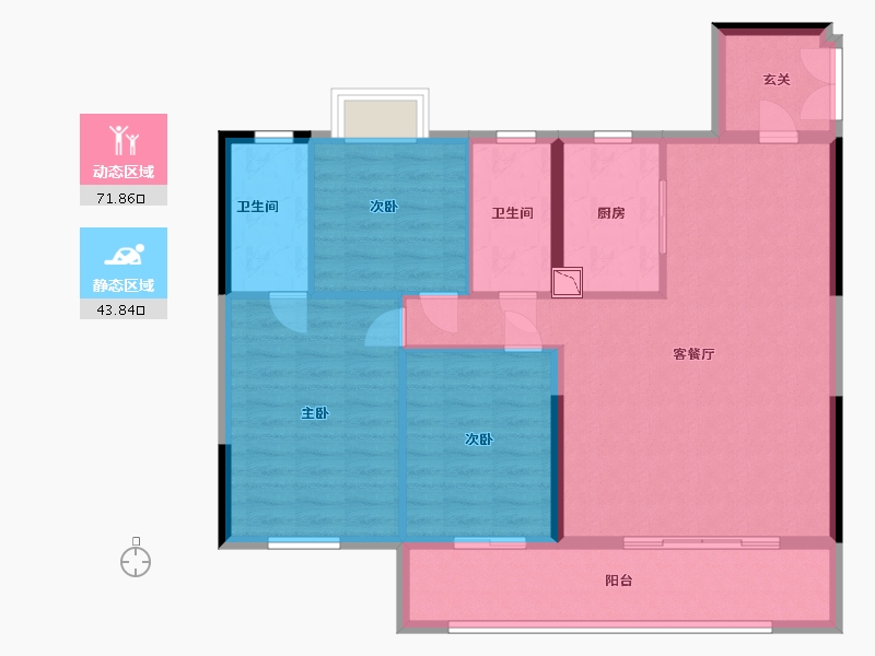 江苏省-南通市-碧桂园公园星荟-105.00-户型库-动静分区