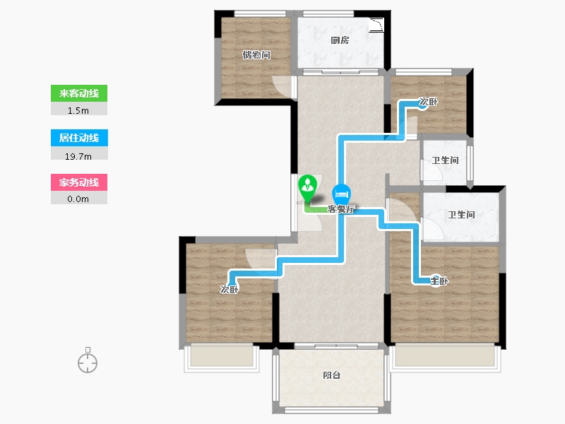 江苏省-苏州市-天房·美瑜兰庭-103.33-户型库-动静线