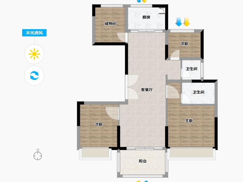 江苏省-苏州市-天房·美瑜兰庭-103.33-户型库-采光通风