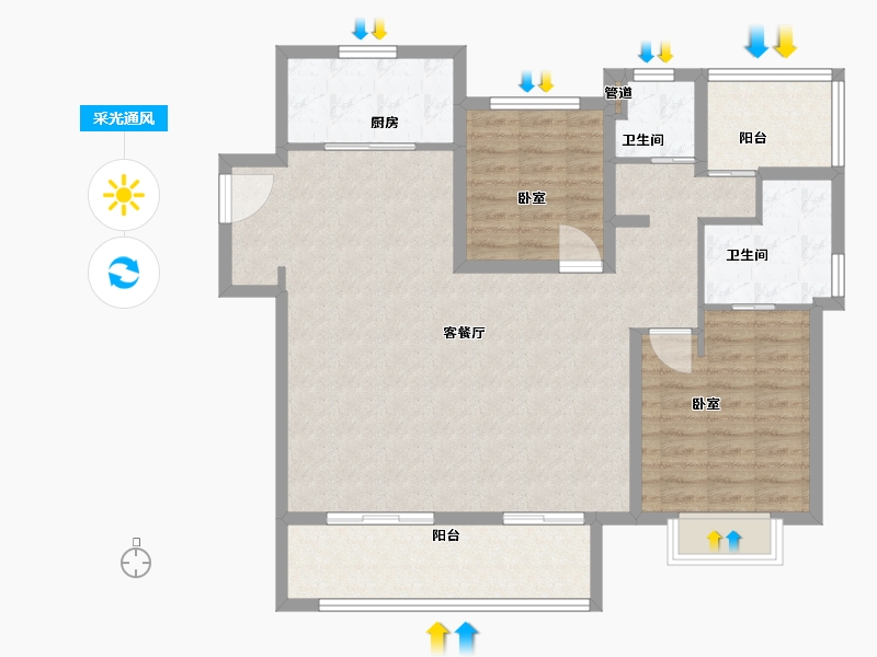 安徽省-合肥市-翡翠天际-106.00-户型库-采光通风