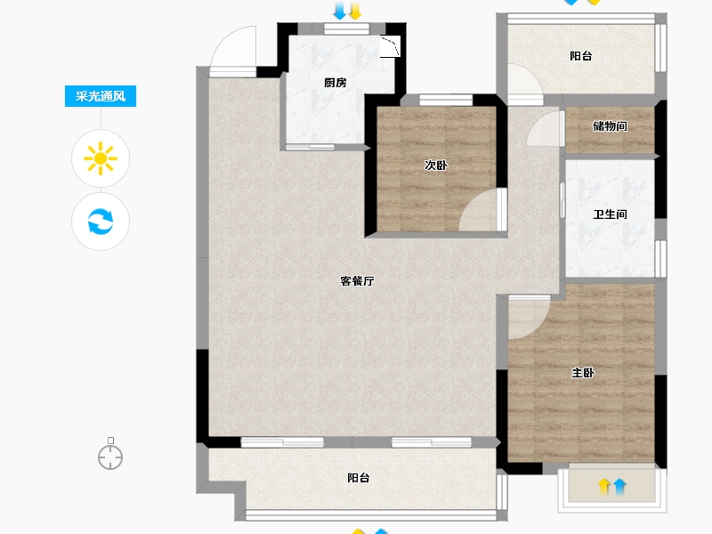 安徽省-合肥市-旭辉翡翠江来-88.00-户型库-采光通风