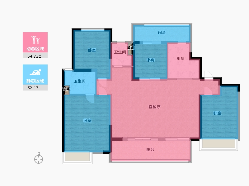 宁夏回族自治区-银川市-万科翡翠公园-114.00-户型库-动静分区