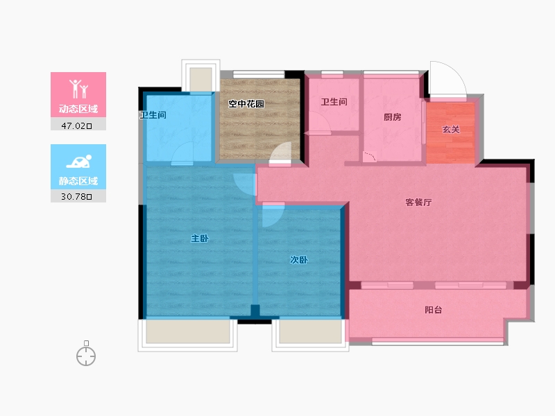 安徽省-滁州市-万兴奥园江海亭川-76.00-户型库-动静分区