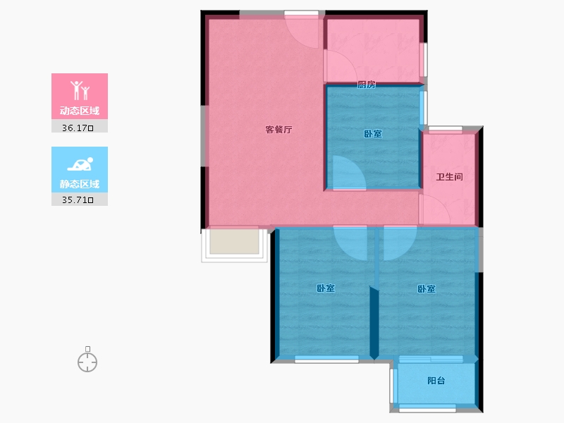 福建省-福州市-永泰·泰禾红峪-65.00-户型库-动静分区