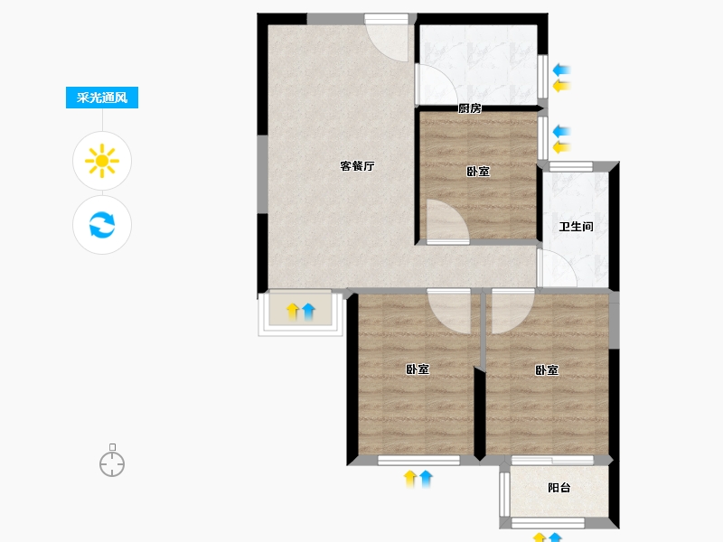 福建省-福州市-永泰·泰禾红峪-65.00-户型库-采光通风