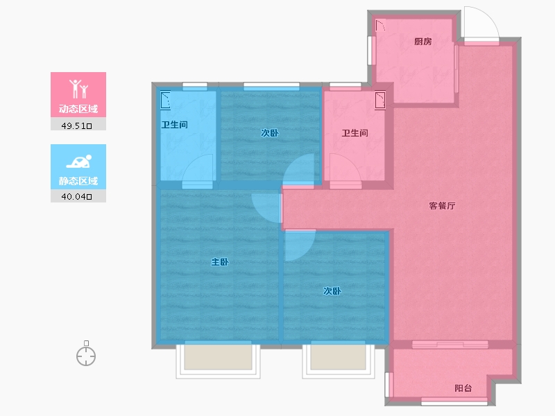 安徽省-合肥市-禹洲林海天城-80.00-户型库-动静分区