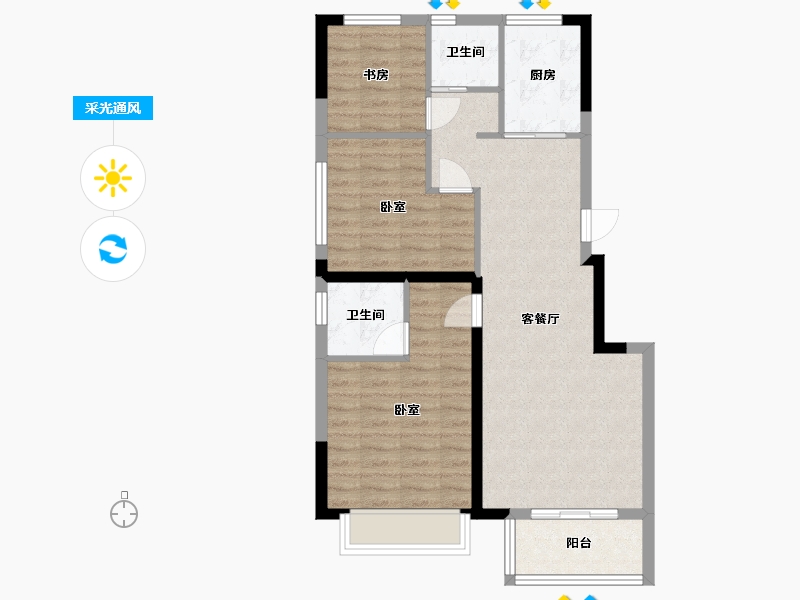 浙江省-嘉兴市-鸿翔紫藤里-78.00-户型库-采光通风