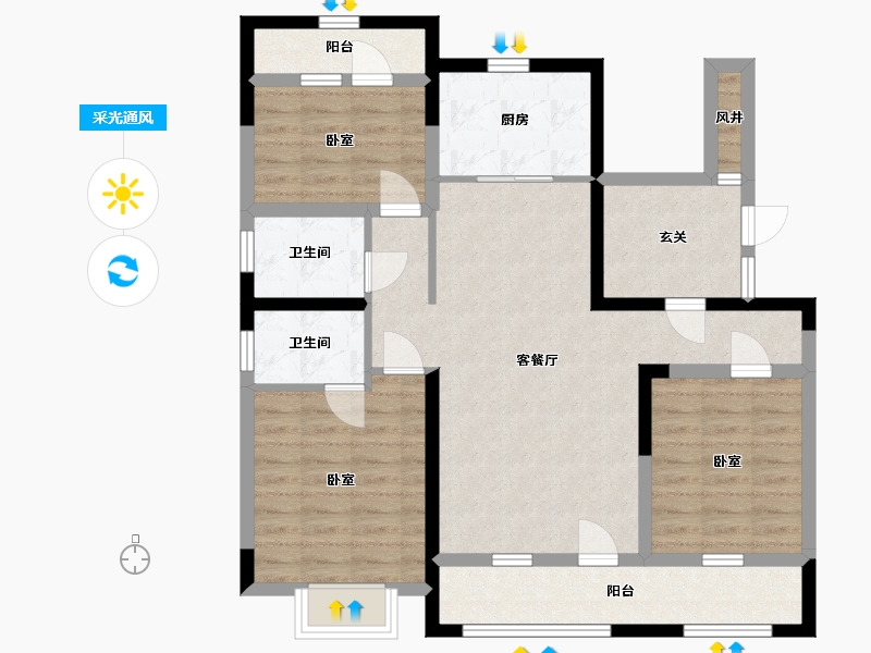 宁夏回族自治区-银川市-吉泰泰安世家-95.51-户型库-采光通风