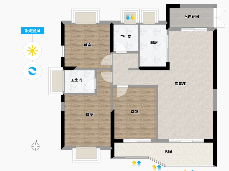 福建省-福州市-贵安新天地公寓-92.00-户型库-采光通风