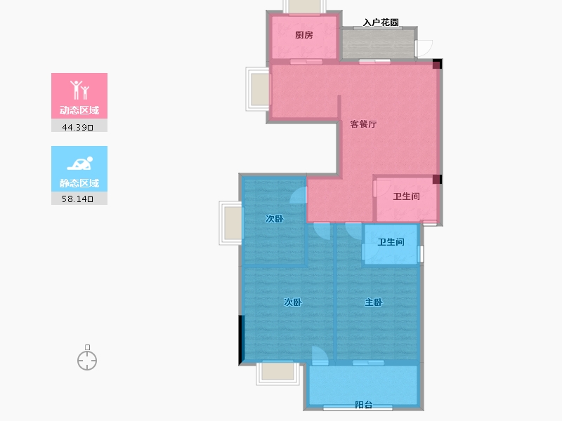 福建省-宁德市-屏南花亭小区-96.40-户型库-动静分区