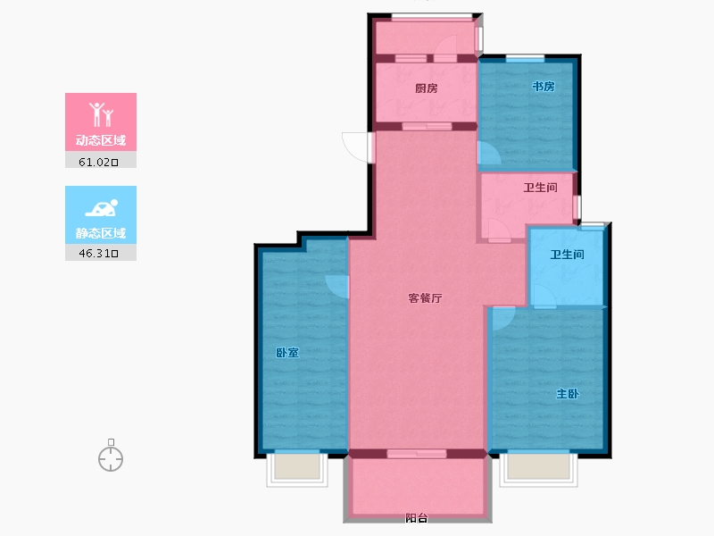 浙江省-宁波市-格兰春晨二期加州里-97.00-户型库-动静分区