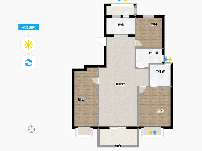 浙江省-宁波市-格兰春晨二期加州里-97.00-户型库-采光通风