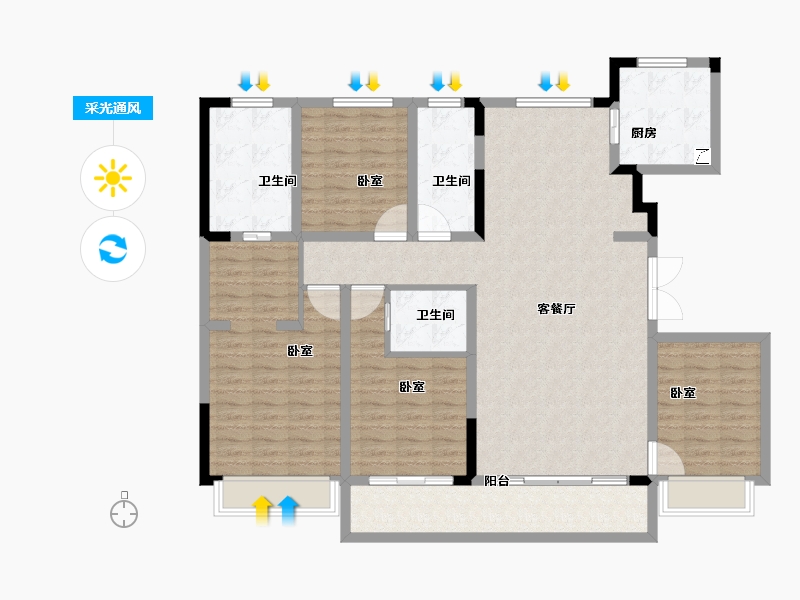 浙江省-湖州市-宝龙世家-136.01-户型库-采光通风