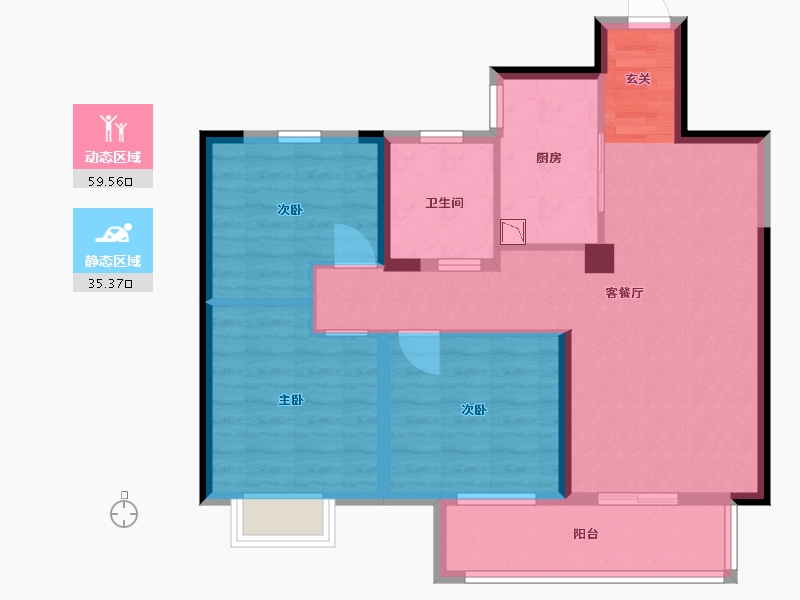 江苏省-淮安市-融创广场-84.80-户型库-动静分区