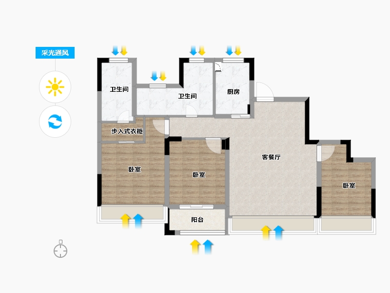 浙江省-金华市-红星金义天铂-103.00-户型库-采光通风