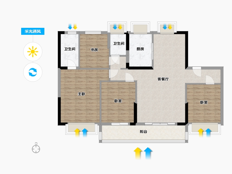 浙江省-宁波市-月桂府-111.99-户型库-采光通风