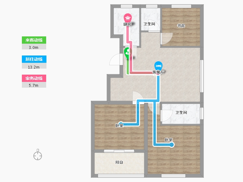 浙江省-宁波市-中北星园-80.00-户型库-动静线