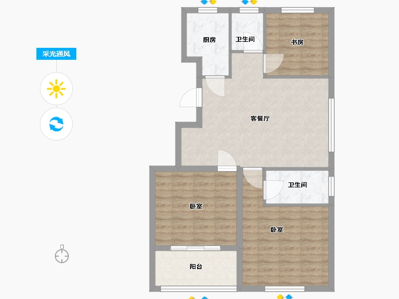 浙江省-宁波市-中北星园-80.00-户型库-采光通风