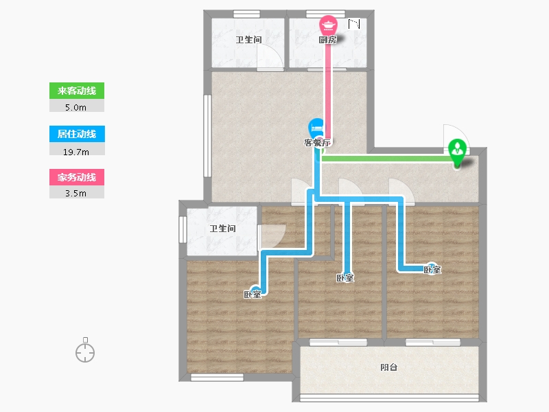 浙江省-宁波市-中北星园-90.00-户型库-动静线