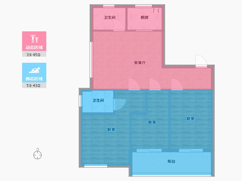 浙江省-宁波市-中北星园-90.00-户型库-动静分区