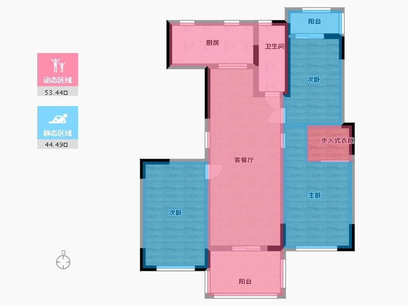 江苏省-淮安市-水岸名邸-86.41-户型库-动静分区