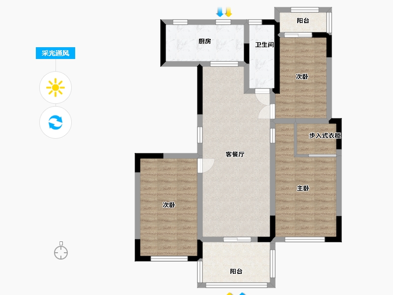 江苏省-淮安市-水岸名邸-86.41-户型库-采光通风