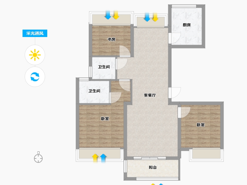 浙江省-温州市-奥体华府-87.00-户型库-采光通风