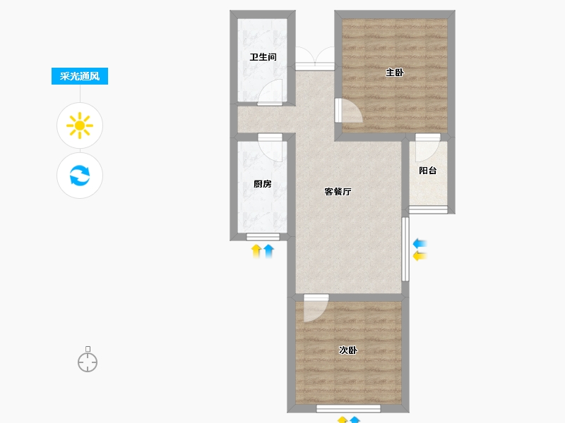 甘肃省-兰州市-众邦金水湾1号院-57.37-户型库-采光通风