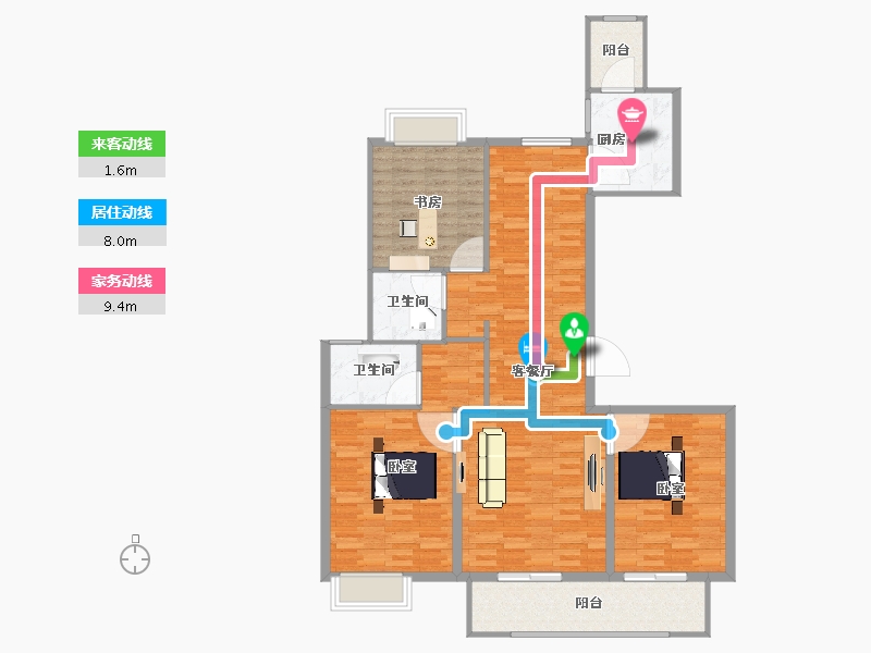 江苏省-扬州市-京华青庭-122.00-户型库-动静线