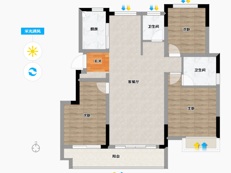 安徽省-滁州市-明发水韵桃源-92.00-户型库-采光通风