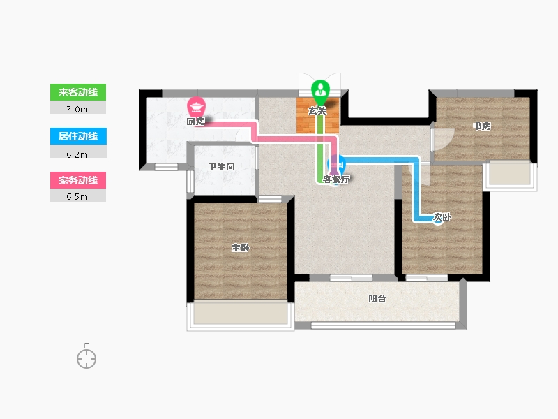 江苏省-淮安市-天禧时代TIMES-73.00-户型库-动静线